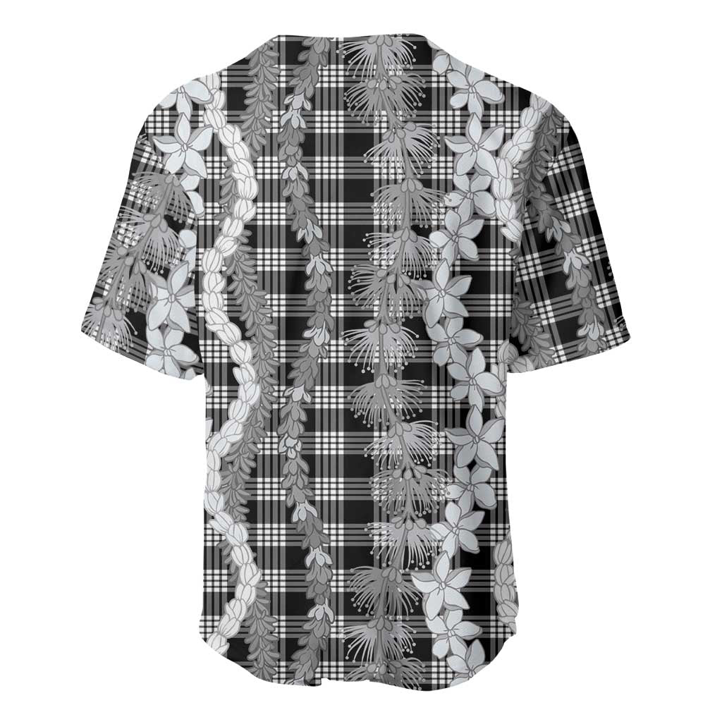 Hawaiian Ohia Lehua Lei Baseball Jersey Plaid Palaka Eleele Pattern - Polynesian Pride
