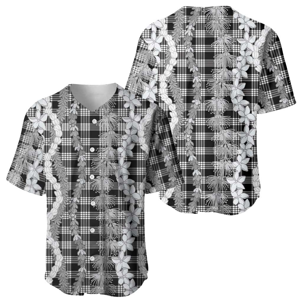 Hawaiian Ohia Lehua Lei Baseball Jersey Plaid Palaka Eleele Pattern - Polynesian Pride