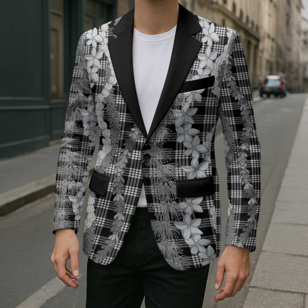 Hawaiian Ohia Lehua Lei Blazer Plaid Palaka Eleele Pattern - Polynesian Pride