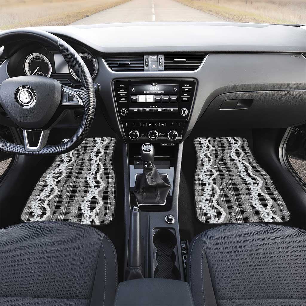 Hawaiian Ohia Lehua Lei Car Mats Plaid Palaka Eleele Pattern - Polynesian Pride