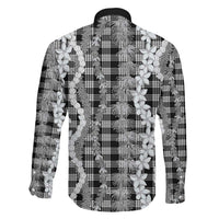Hawaiian Ohia Lehua Lei Family Matching Mermaid Dress and Hawaiian Shirt Plaid Palaka Eleele Pattern - Polynesian Pride