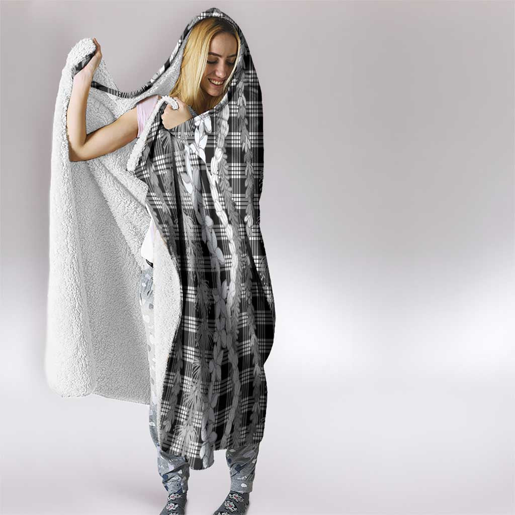 Hawaiian Ohia Lehua Lei Hooded Blanket Plaid Palaka Eleele Pattern - Polynesian Pride