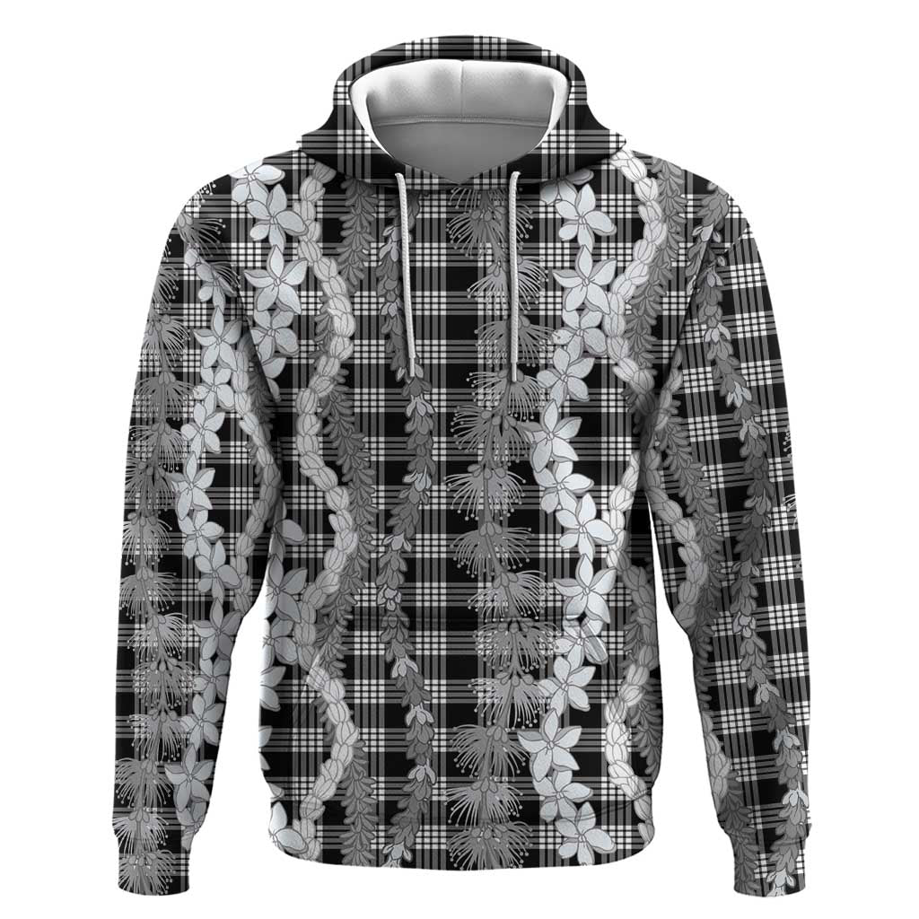 Hawaiian Ohia Lehua Lei Hoodie Plaid Palaka Eleele Pattern - Polynesian Pride