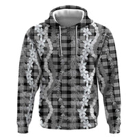 Hawaiian Ohia Lehua Lei Hoodie Plaid Palaka Eleele Pattern - Polynesian Pride