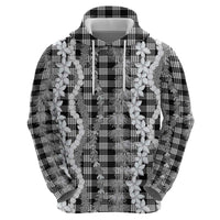 Hawaiian Ohia Lehua Lei Hoodie Plaid Palaka Eleele Pattern - Polynesian Pride