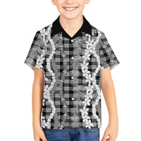 Hawaiian Ohia Lehua Lei Kid Hawaiian Shirt Plaid Palaka Eleele Pattern - Polynesian Pride