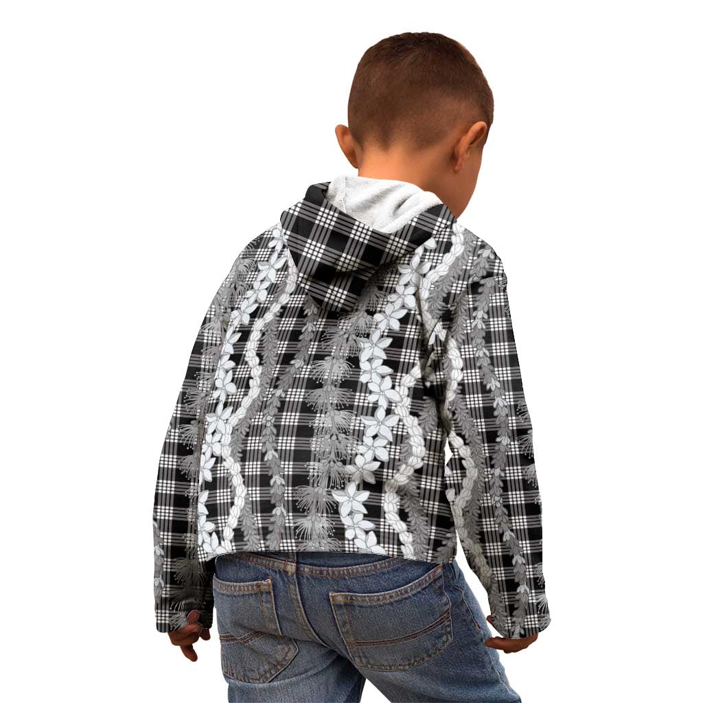 Hawaiian Ohia Lehua Lei Kid Hoodie Plaid Palaka Eleele Pattern - Polynesian Pride