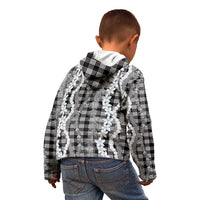 Hawaiian Ohia Lehua Lei Kid Hoodie Plaid Palaka Eleele Pattern - Polynesian Pride