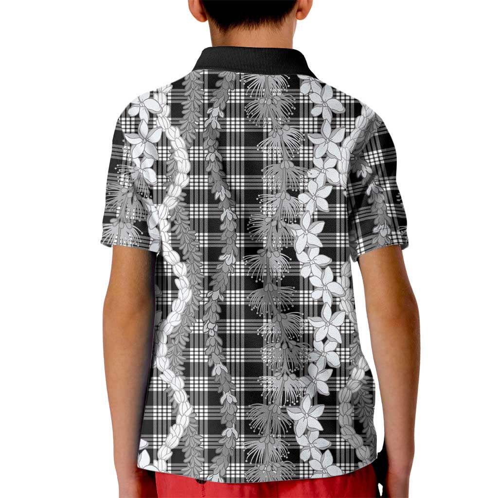Hawaiian Ohia Lehua Lei Kid Polo Shirt Plaid Palaka Eleele Pattern LT9 - Polynesian Pride