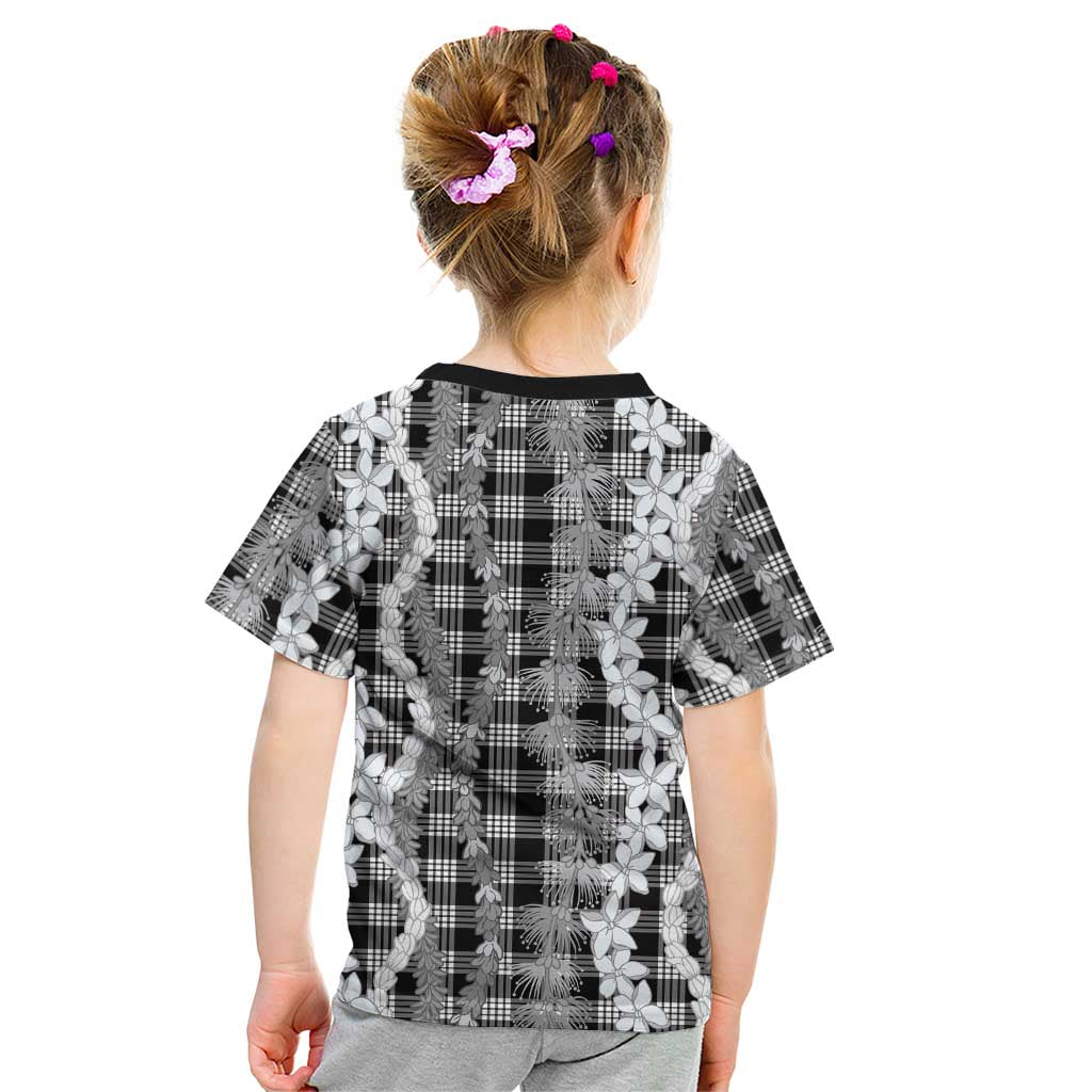 Hawaiian Ohia Lehua Lei Kid T Shirt Plaid Palaka Eleele Pattern - Polynesian Pride