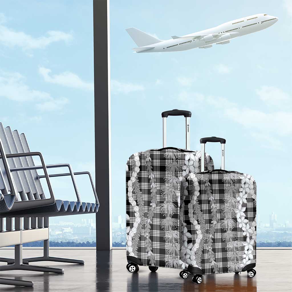 Hawaiian Ohia Lehua Lei Luggage Cover Plaid Palaka Eleele Pattern - Polynesian Pride