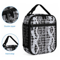 Hawaiian Ohia Lehua Lei Lunch Bag Plaid Palaka Eleele Pattern