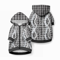 Hawaiian Ohia Lehua Lei Pet Hoodie Plaid Palaka Eleele Pattern LT9 Zip-up Black - Polynesian Pride