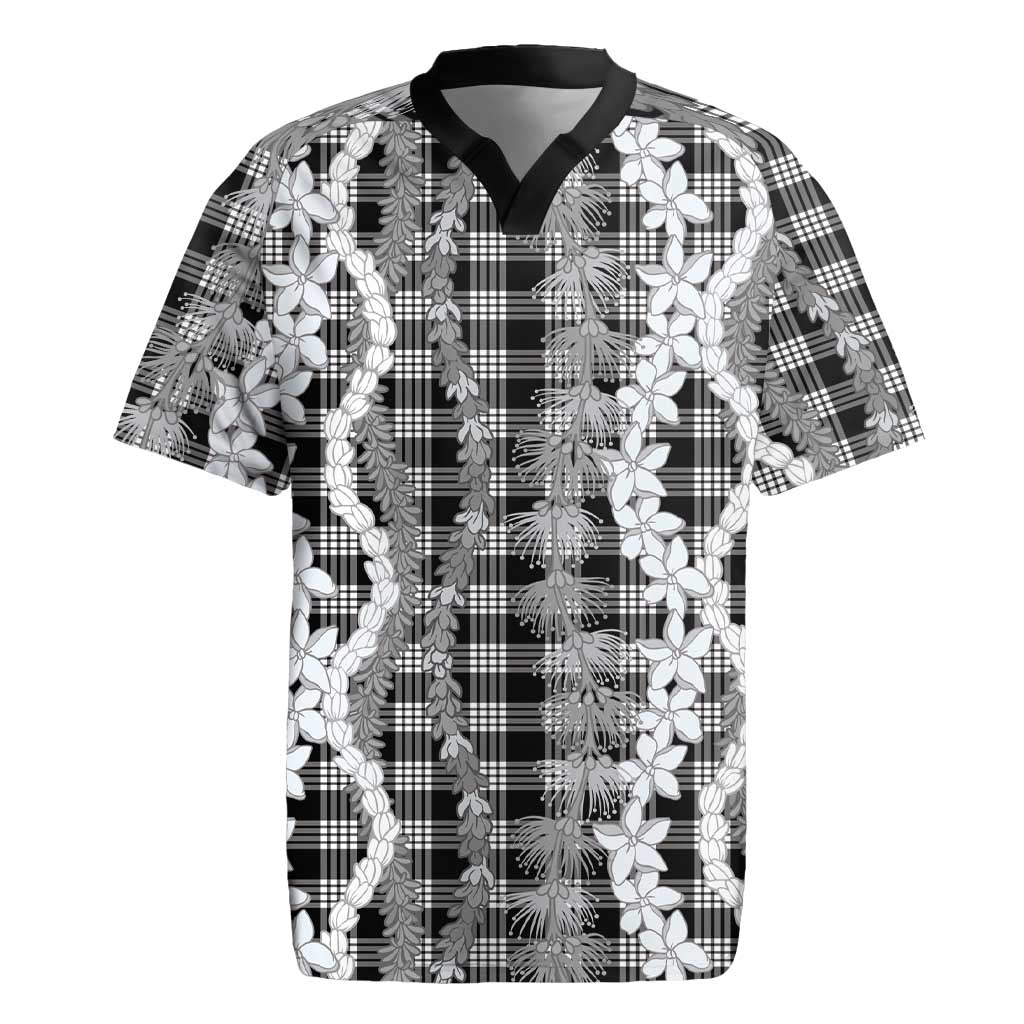 Hawaiian Ohia Lehua Lei Rugby Jersey Plaid Palaka Eleele Pattern - Polynesian Pride
