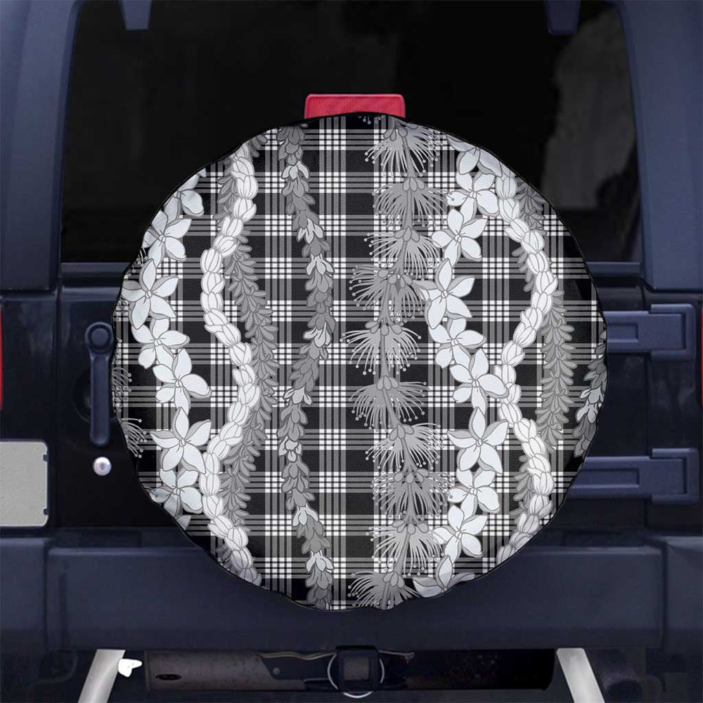 Hawaiian Ohia Lehua Lei Spare Tire Cover Plaid Palaka Eleele Pattern - Polynesian Pride