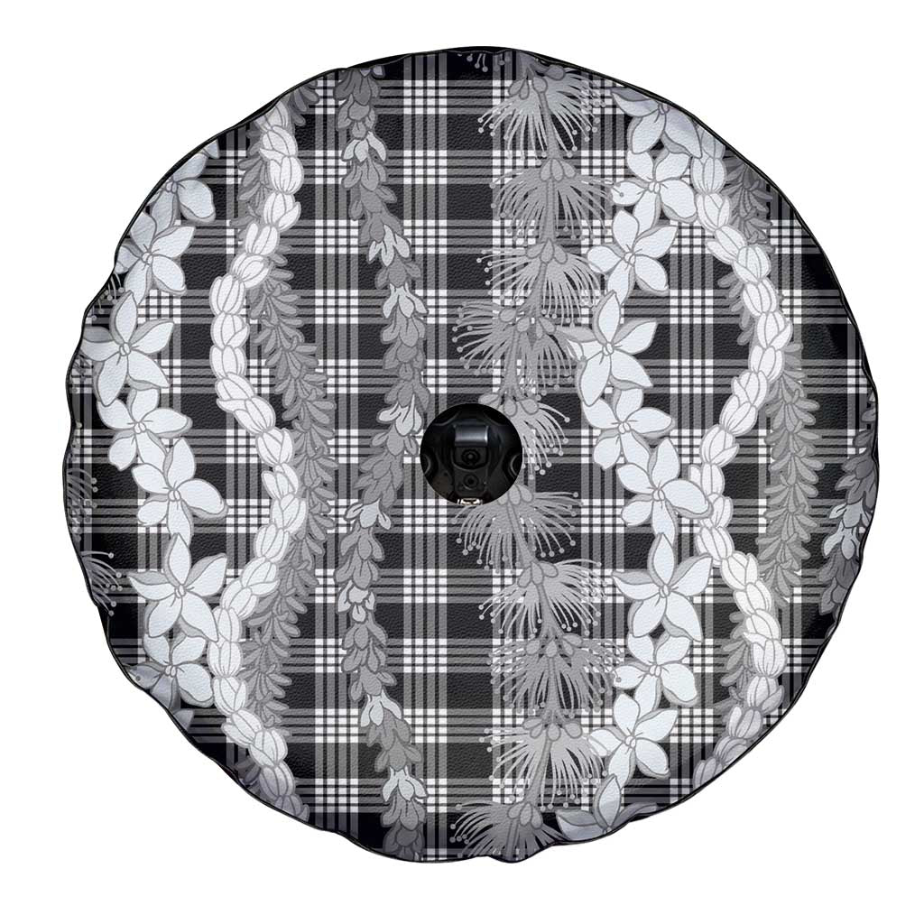 Hawaiian Ohia Lehua Lei Spare Tire Cover Plaid Palaka Eleele Pattern - Polynesian Pride