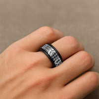 Hawaiian Ohia Lehua Lei Spinner Ring Plaid Palaka Eleele Pattern - Polynesian Pride