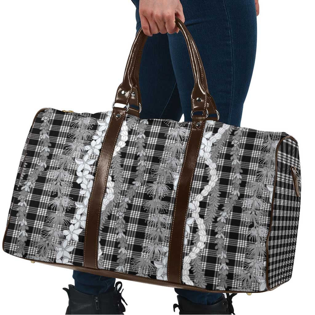 Hawaiian Ohia Lehua Lei Travel Bag Plaid Palaka Eleele Pattern - Polynesian Pride