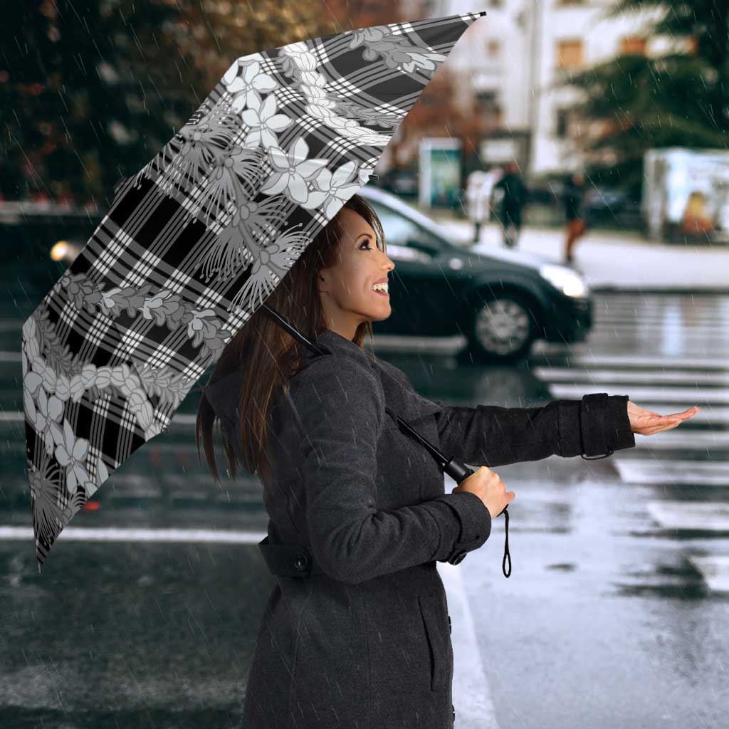 Hawaiian Ohia Lehua Lei Umbrella Plaid Palaka Eleele Pattern - Polynesian Pride