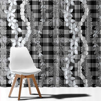 Hawaiian Ohia Lehua Lei Window Curtain Plaid Palaka Eleele Pattern - Polynesian Pride