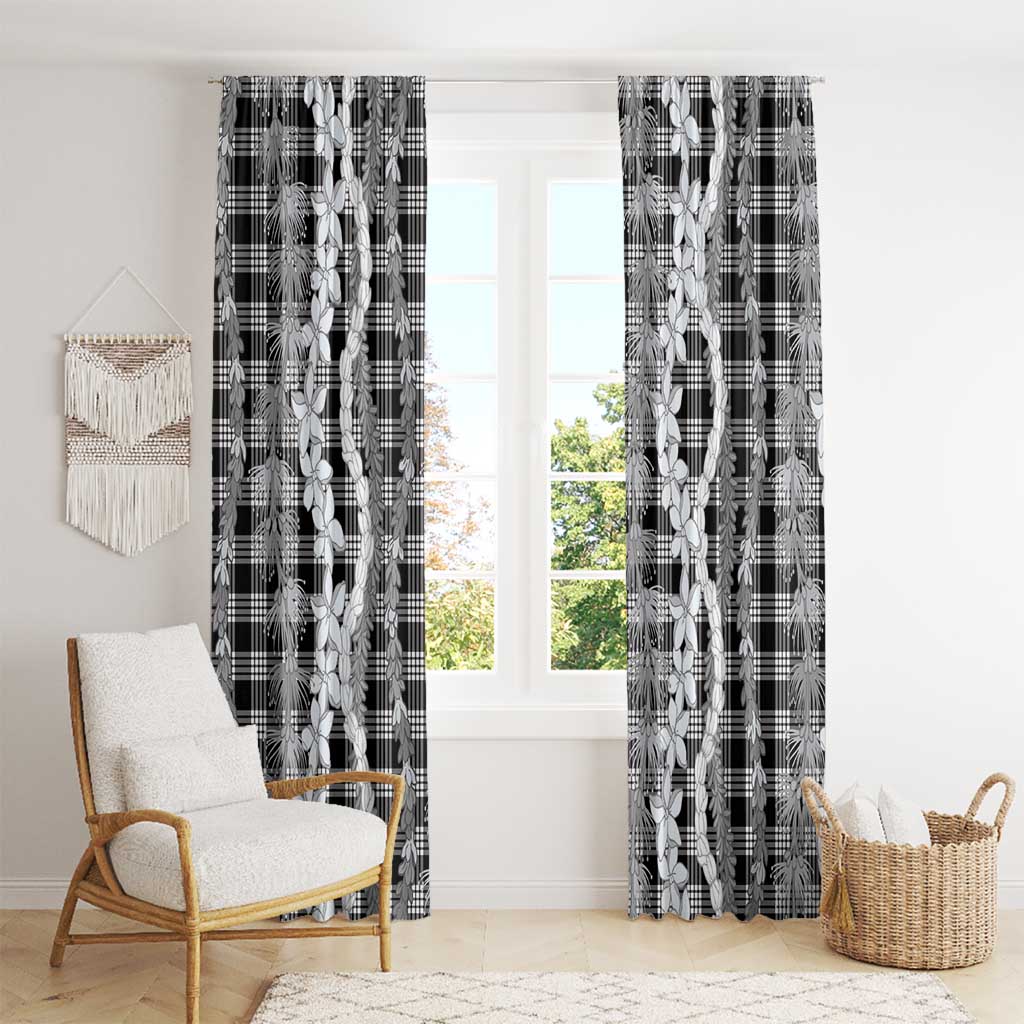 Hawaiian Ohia Lehua Lei Window Curtain Plaid Palaka Eleele Pattern - Polynesian Pride