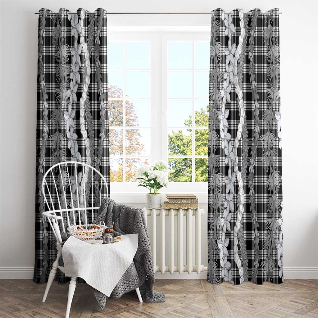 Hawaiian Ohia Lehua Lei Window Curtain Plaid Palaka Eleele Pattern - Polynesian Pride