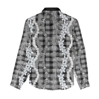 Hawaiian Ohia Lehua Lei Women Casual Shirt Plaid Palaka Eleele Pattern - Polynesian Pride