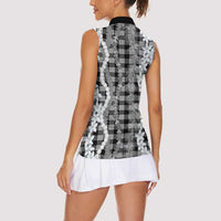 Hawaiian Ohia Lehua Lei Women Sleeveless Polo Shirt Plaid Palaka Eleele Pattern LT9 - Polynesian Pride