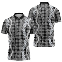 Hawaiian Ohia Lehua Lei Zipper Polo Shirt Plaid Palaka Eleele Pattern - Polynesian Pride