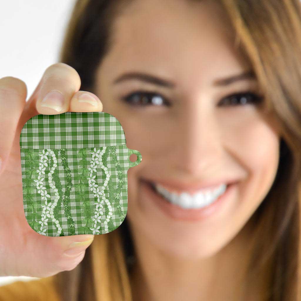 Hawaiian Ohia Lehua Lei AirPods Case Plaid Palaka Omaomao Pattern - Polynesian Pride