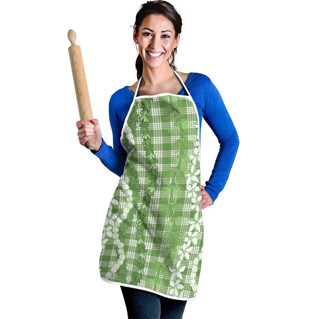 Hawaiian Ohia Lehua Lei Apron Plaid Palaka Omaomao Pattern - Polynesian Pride