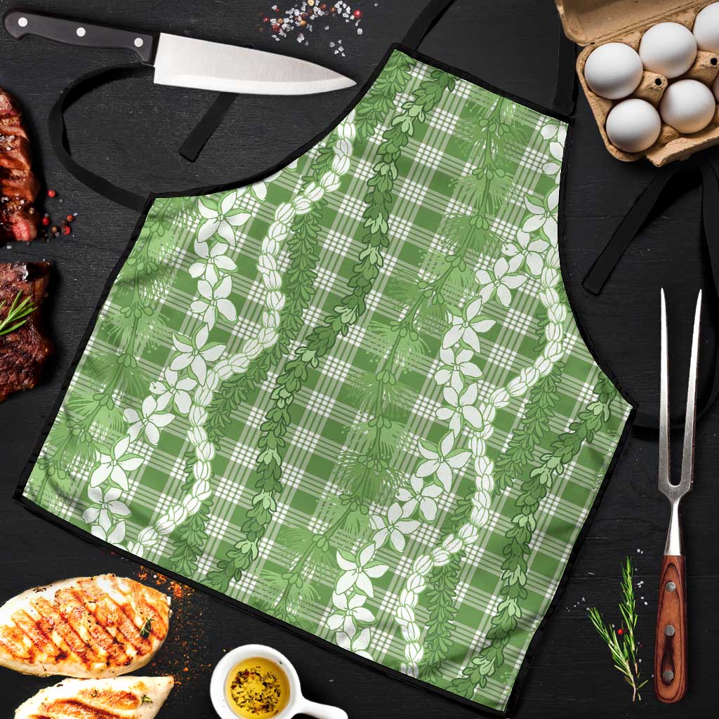 Hawaiian Ohia Lehua Lei Apron Plaid Palaka Omaomao Pattern - Polynesian Pride