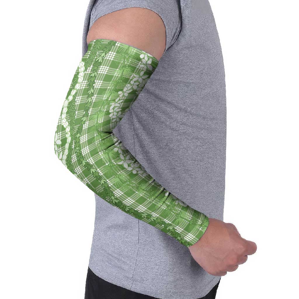 Hawaiian Ohia Lehua Lei Arm Sleeves Plaid Palaka Omaomao Pattern - Polynesian Pride