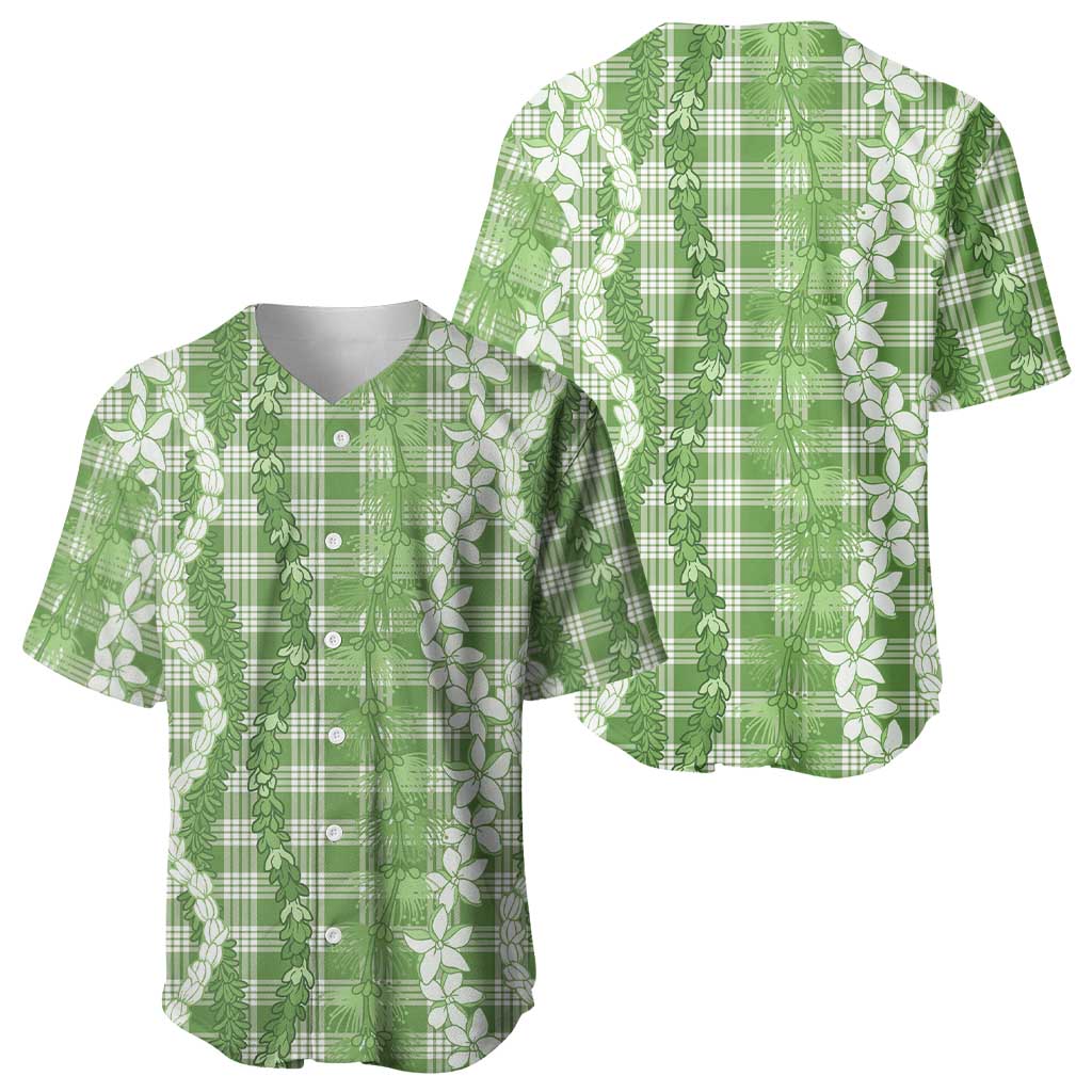 Hawaiian Ohia Lehua Lei Baseball Jersey Plaid Palaka Omaomao Pattern - Polynesian Pride