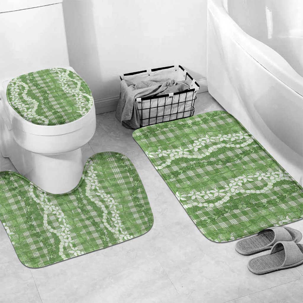 Hawaiian Ohia Lehua Lei Bathroom Set Plaid Palaka Omaomao Pattern - Polynesian Pride