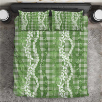 Hawaiian Ohia Lehua Lei Bedding Set Plaid Palaka Omaomao Pattern - Polynesian Pride