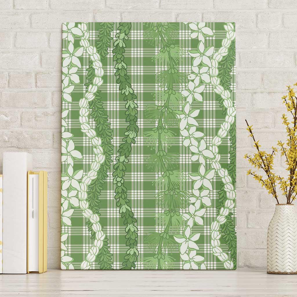 Hawaiian Ohia Lehua Lei Canvas Wall Art Plaid Palaka Omaomao Pattern - Polynesian Pride