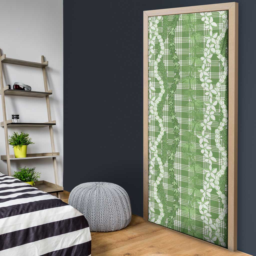 Hawaiian Ohia Lehua Lei Door Cover Plaid Palaka Omaomao Pattern - Polynesian Pride