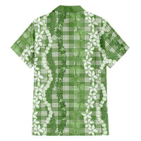 Hawaiian Ohia Lehua Lei Family Matching Off Shoulder Short Dress and Hawaiian Shirt Plaid Palaka Omaomao Pattern LT9 - Polynesian Pride