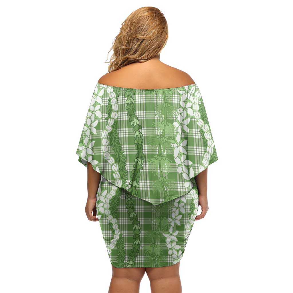 Hawaiian Ohia Lehua Lei Family Matching Off Shoulder Short Dress and Hawaiian Shirt Plaid Palaka Omaomao Pattern LT9 - Polynesian Pride