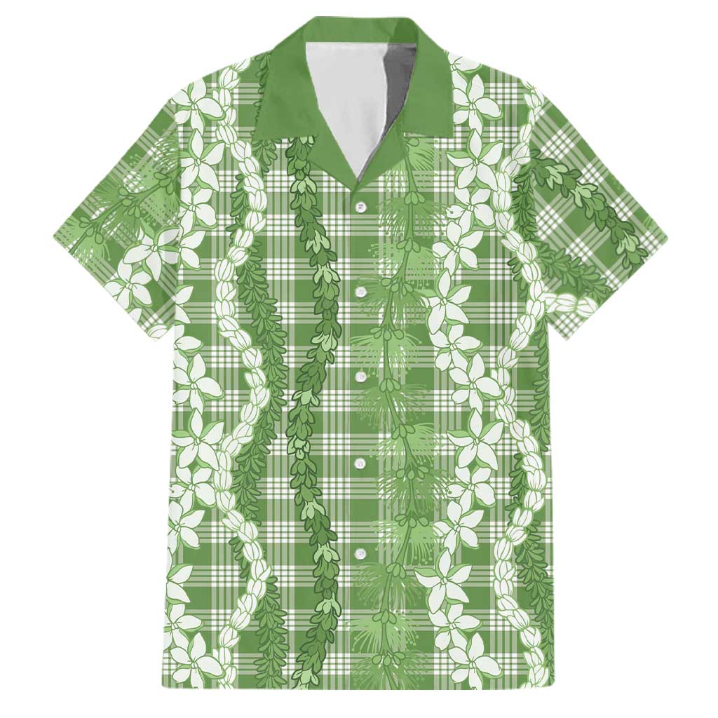 Hawaiian Ohia Lehua Lei Family Matching Puletasi and Hawaiian Shirt Plaid Palaka Omaomao Pattern - Polynesian Pride