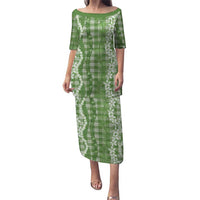 Hawaiian Ohia Lehua Lei Family Matching Puletasi and Hawaiian Shirt Plaid Palaka Omaomao Pattern - Polynesian Pride