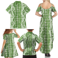 Hawaiian Ohia Lehua Lei Family Matching Summer Maxi Dress and Hawaiian Shirt Plaid Palaka Omaomao Pattern LT9 - Polynesian Pride