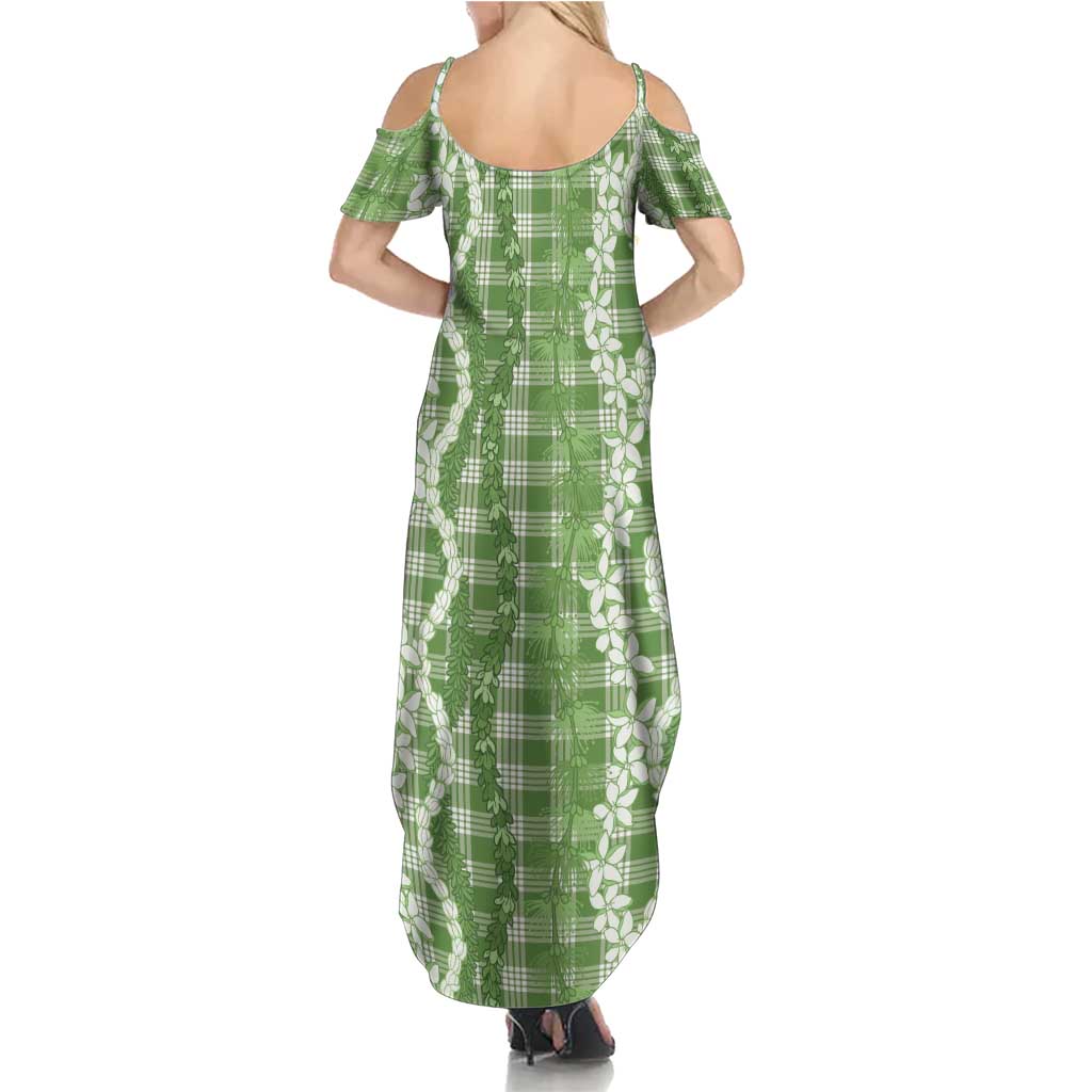 Hawaiian Ohia Lehua Lei Family Matching Summer Maxi Dress and Hawaiian Shirt Plaid Palaka Omaomao Pattern LT9 - Polynesian Pride