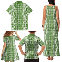 Hawaiian Ohia Lehua Lei Family Matching Tank Maxi Dress and Hawaiian Shirt Plaid Palaka Omaomao Pattern LT9 - Polynesian Pride