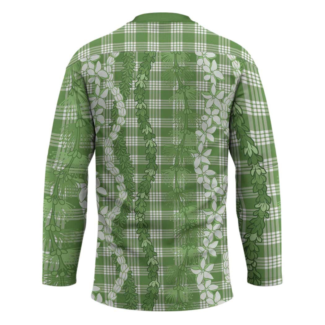 Hawaiian Ohia Lehua Lei Hockey Jersey Plaid Palaka Omaomao Pattern - Polynesian Pride