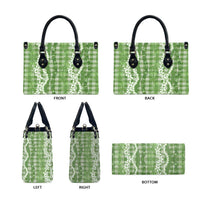 Hawaiian Ohia Lehua Lei Leather Bag Plaid Palaka Omaomao Pattern - Polynesian Pride