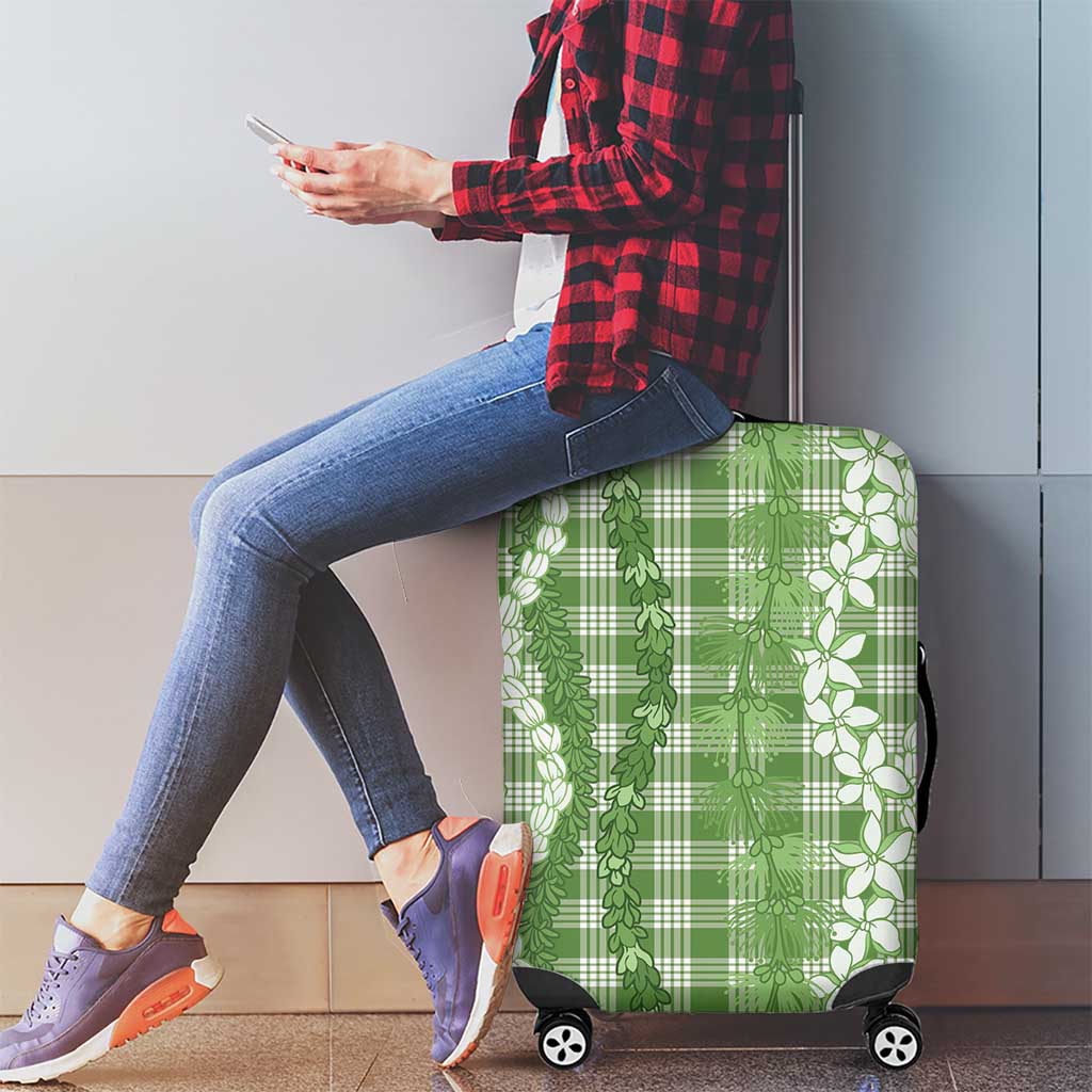 Hawaiian Ohia Lehua Lei Luggage Cover Plaid Palaka Omaomao Pattern - Polynesian Pride