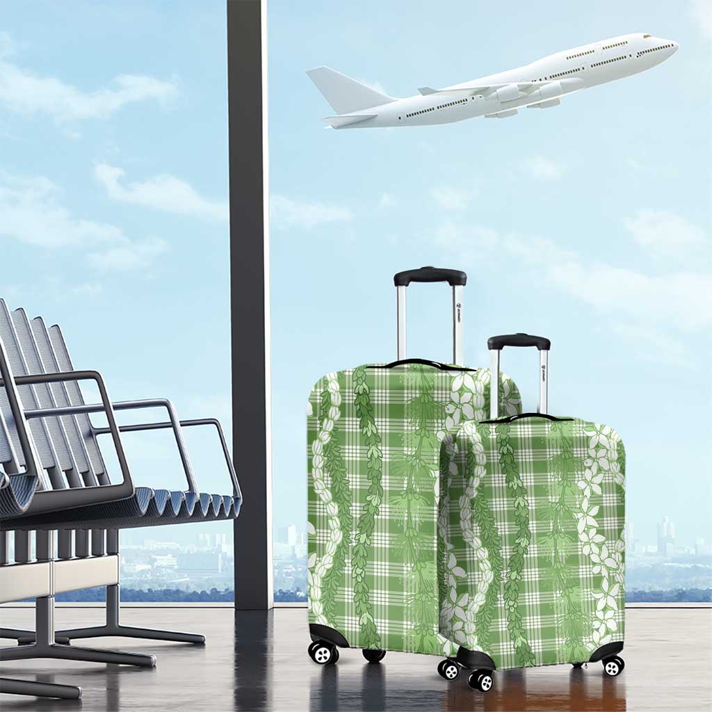 Hawaiian Ohia Lehua Lei Luggage Cover Plaid Palaka Omaomao Pattern - Polynesian Pride