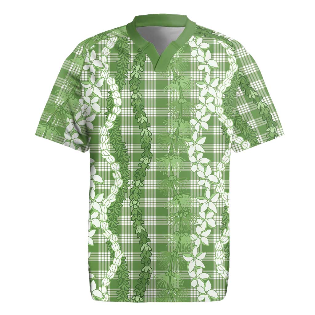 Hawaiian Ohia Lehua Lei Rugby Jersey Plaid Palaka Omaomao Pattern - Polynesian Pride